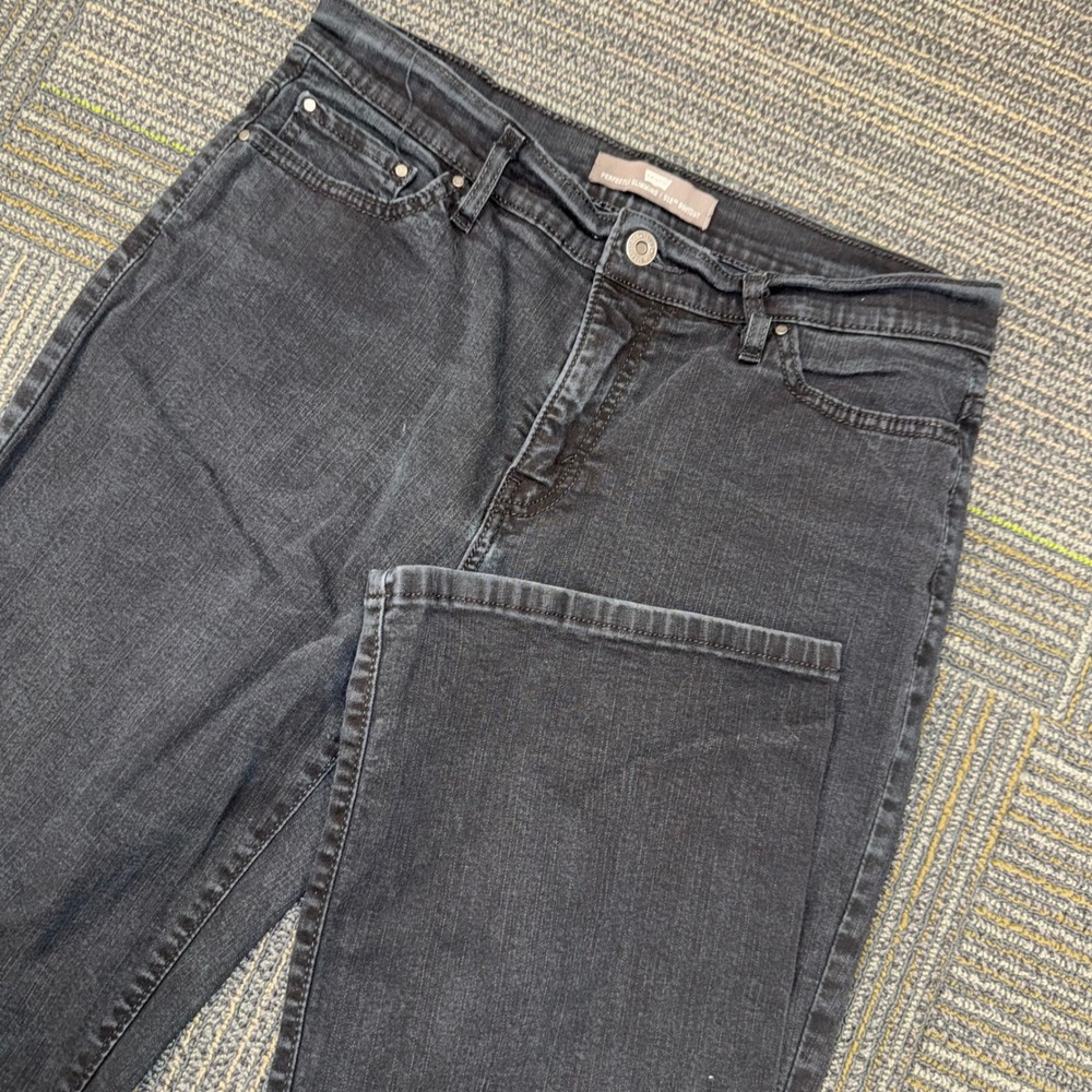 Levi's 512 Perfectly Slimming Bootcut Jeans Womens 12 S/C Black Excellent Bling